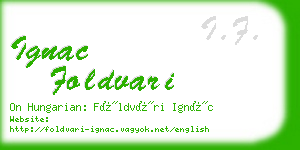 ignac foldvari business card